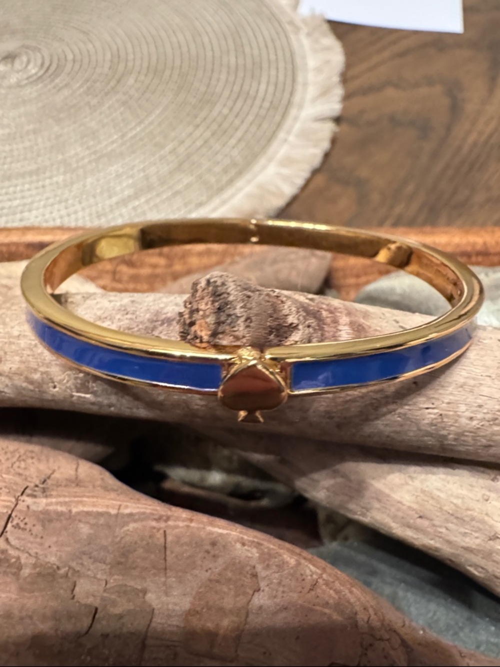 kate spade Gold-Tone Bracelet with Blue Enamel and Spade Charm